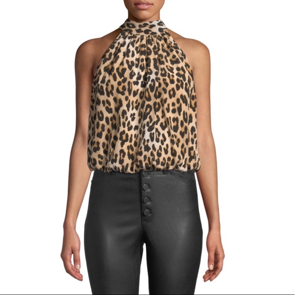 🐆 Alice + Olivia Maris Leopard Halter Top Size XS